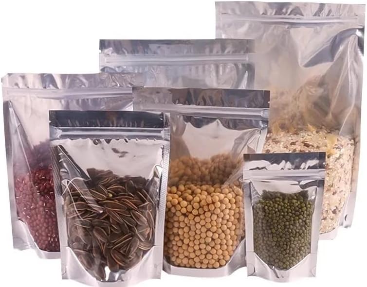 Bolsa Stand Up Pouch Cierre Hermético Reutilizable Transparente Zipper Regalos Comida Resellables | 50pzs