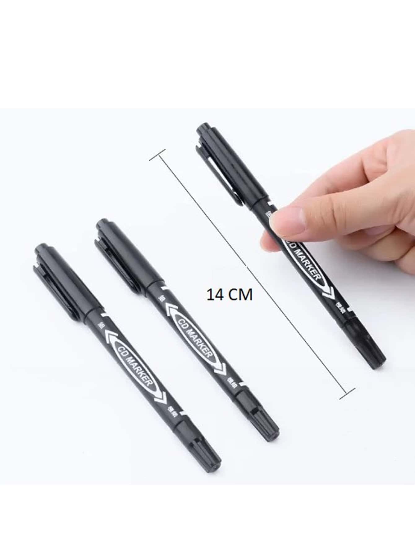 Plumon Doble Punta Fina/Gruesa Negro Permanente Boligrafo Rotulador Indeleble | 10pzs