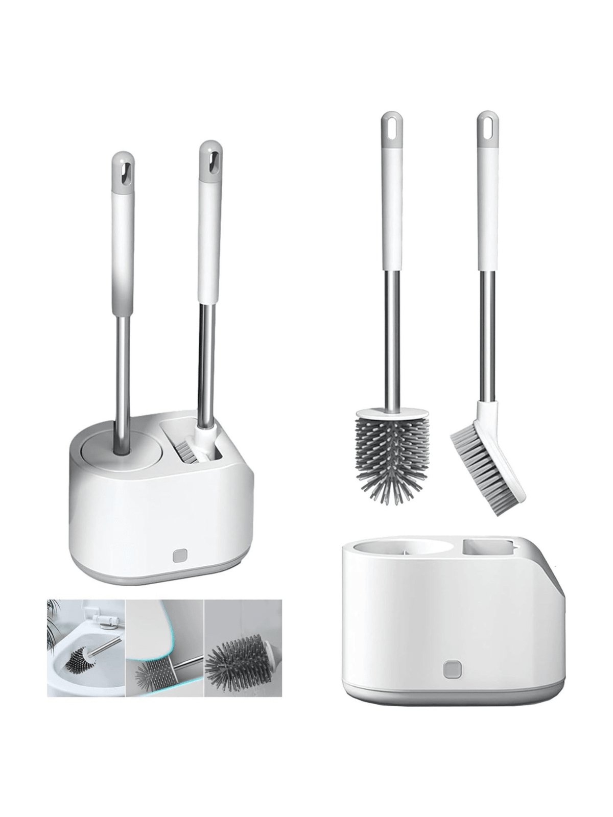 Cepillo Escobilla Inodoro 2 en 1 con Base Antigoteo para Baño Moderno y Compacto