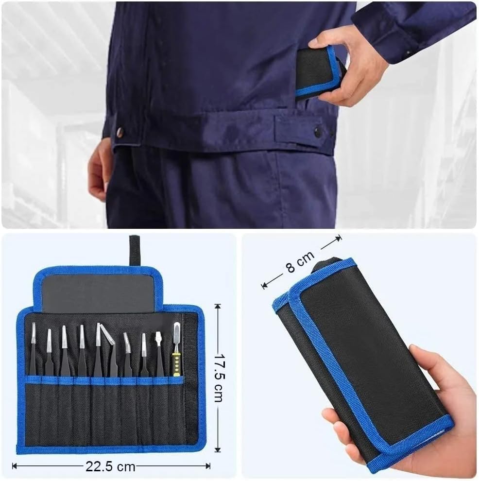 Pinzas de Precisión Antiestáticas Acero Inoxidable Herramienta Multiuso | 10 Piezas