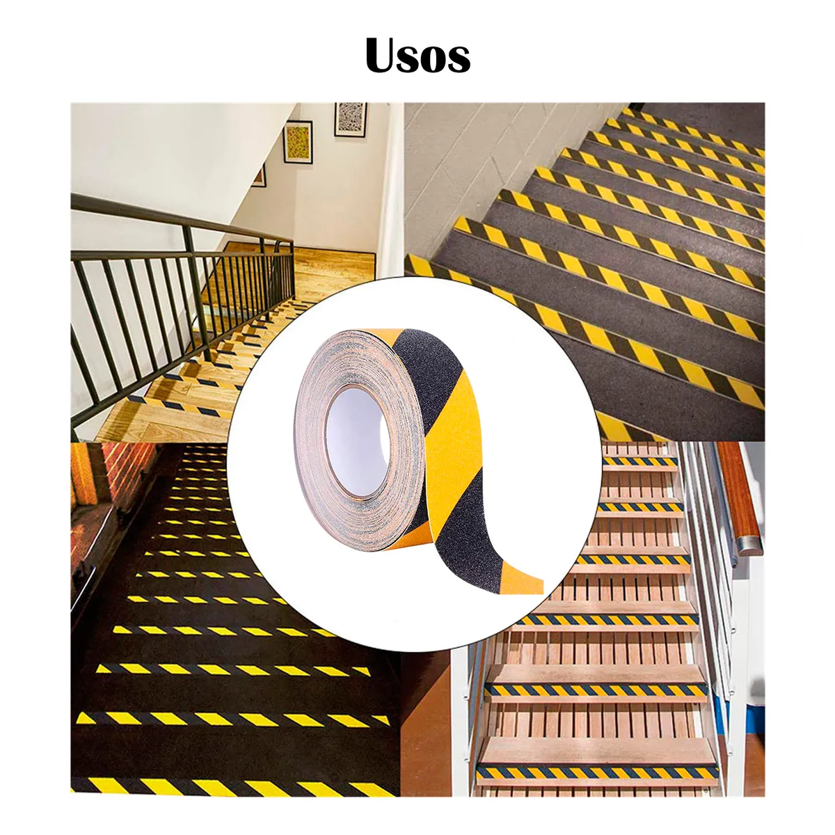 Cinta Antiderrapante Interior y Exterior Resistente 5cmx20m | Negro y Amarillo