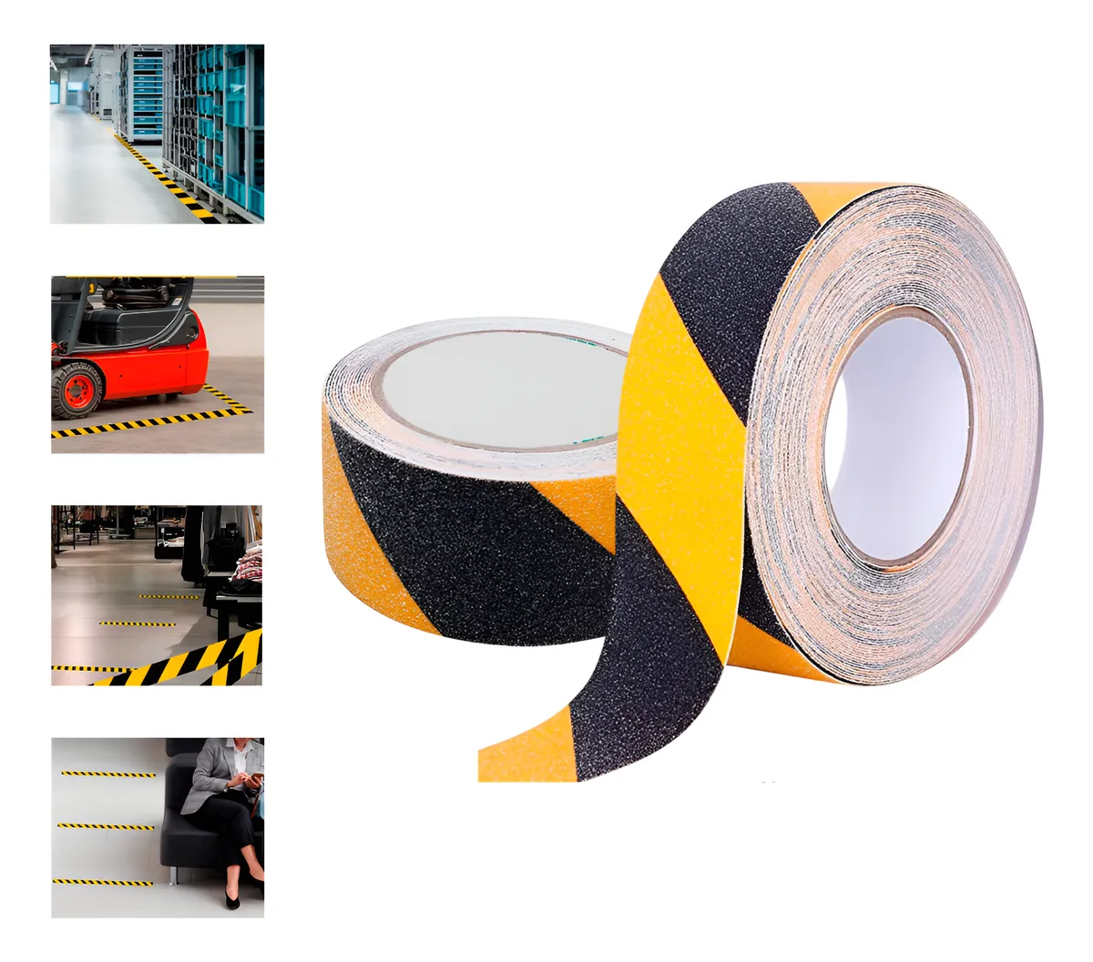 Cinta Antiderrapante Interior y Exterior Resistente 5cmx20m | Negro y Amarillo