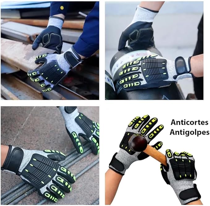 Guantes de Seguridad Protección Nudillos Trabajo Mecánico Industrial Multipropósito Anticorte Antideslizante | Par