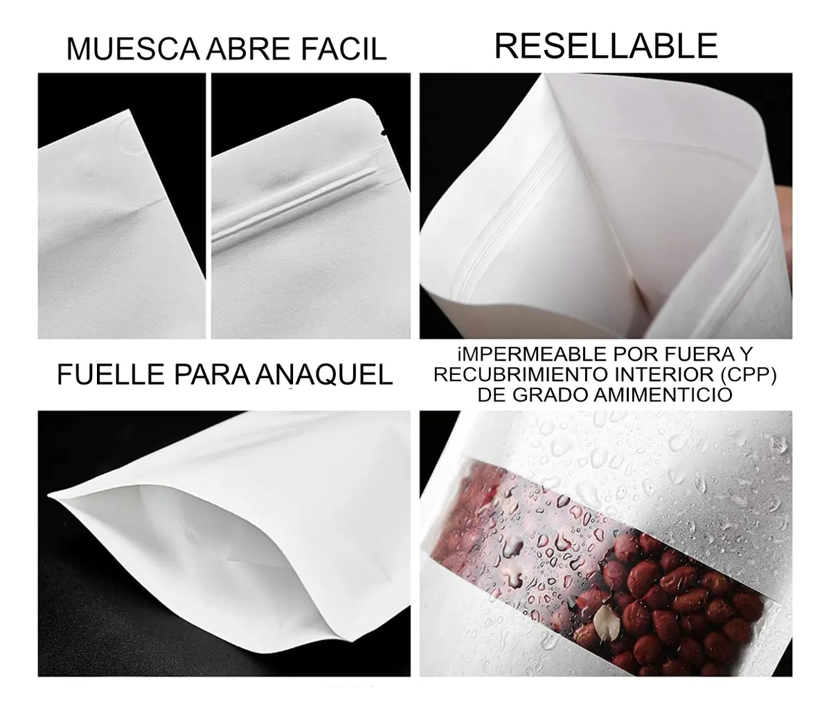 Bolsa Stand Up Pouch Kraft con Ventana Termosellable | 50pzs