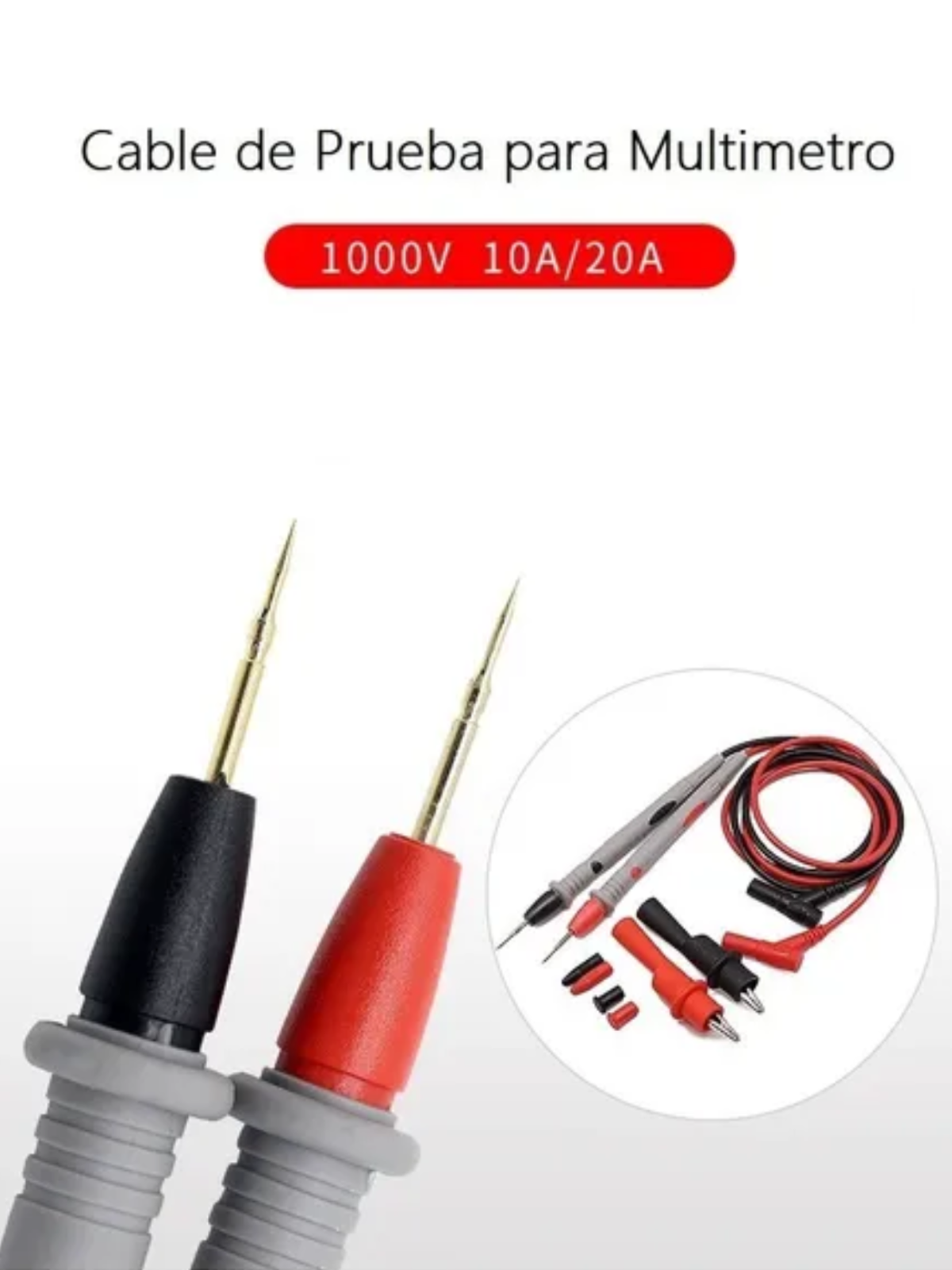 5 Piezas Kit Punta Multimetro Digital Prueba Cable Universal 20amp