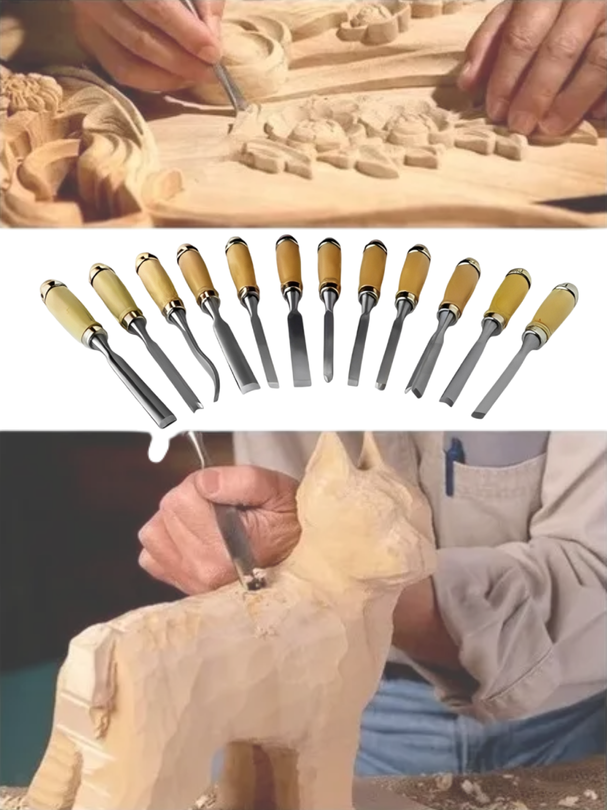 5 Kits de 12 Tipos de Cinceles Formon Juego Madera Gubia Carpintero Tallado
