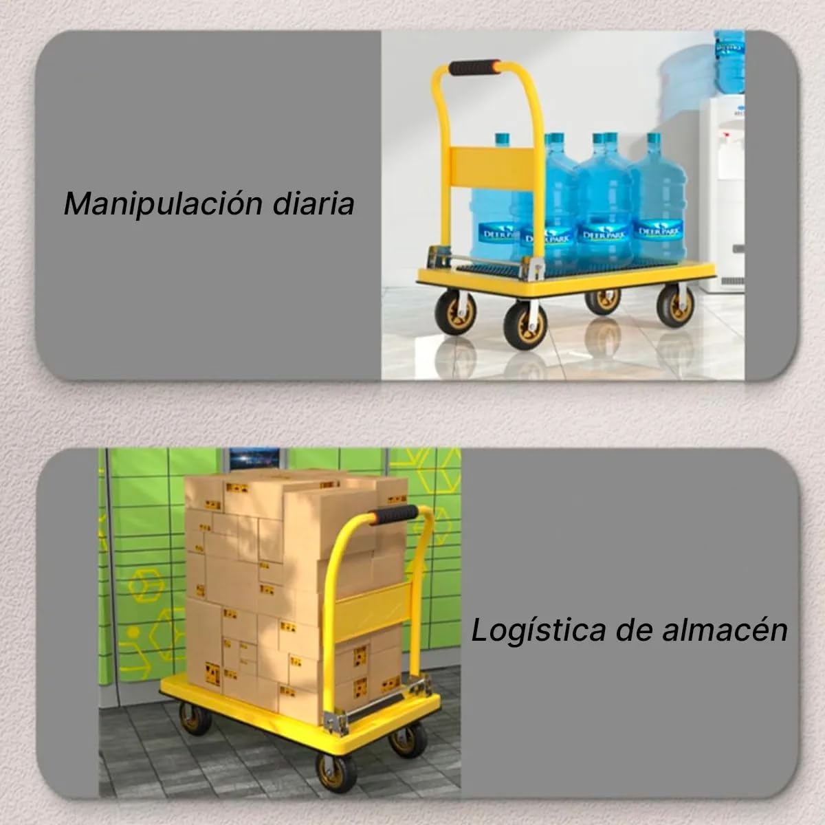 Carrito Plataforma De Carga Plegable Manual de Empuje 90x60cm Mulituso | Capacidad 400kg