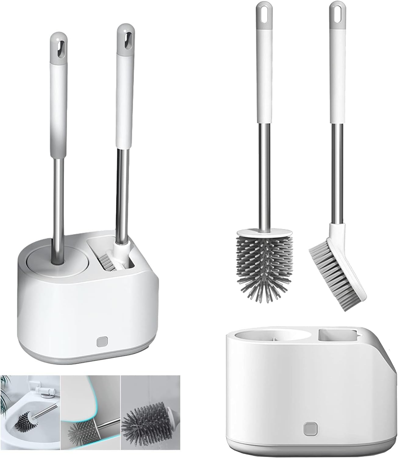 Cepillo Escobilla Inodoro 2 en 1 con Base Antigoteo para Baño Moderno y Compacto