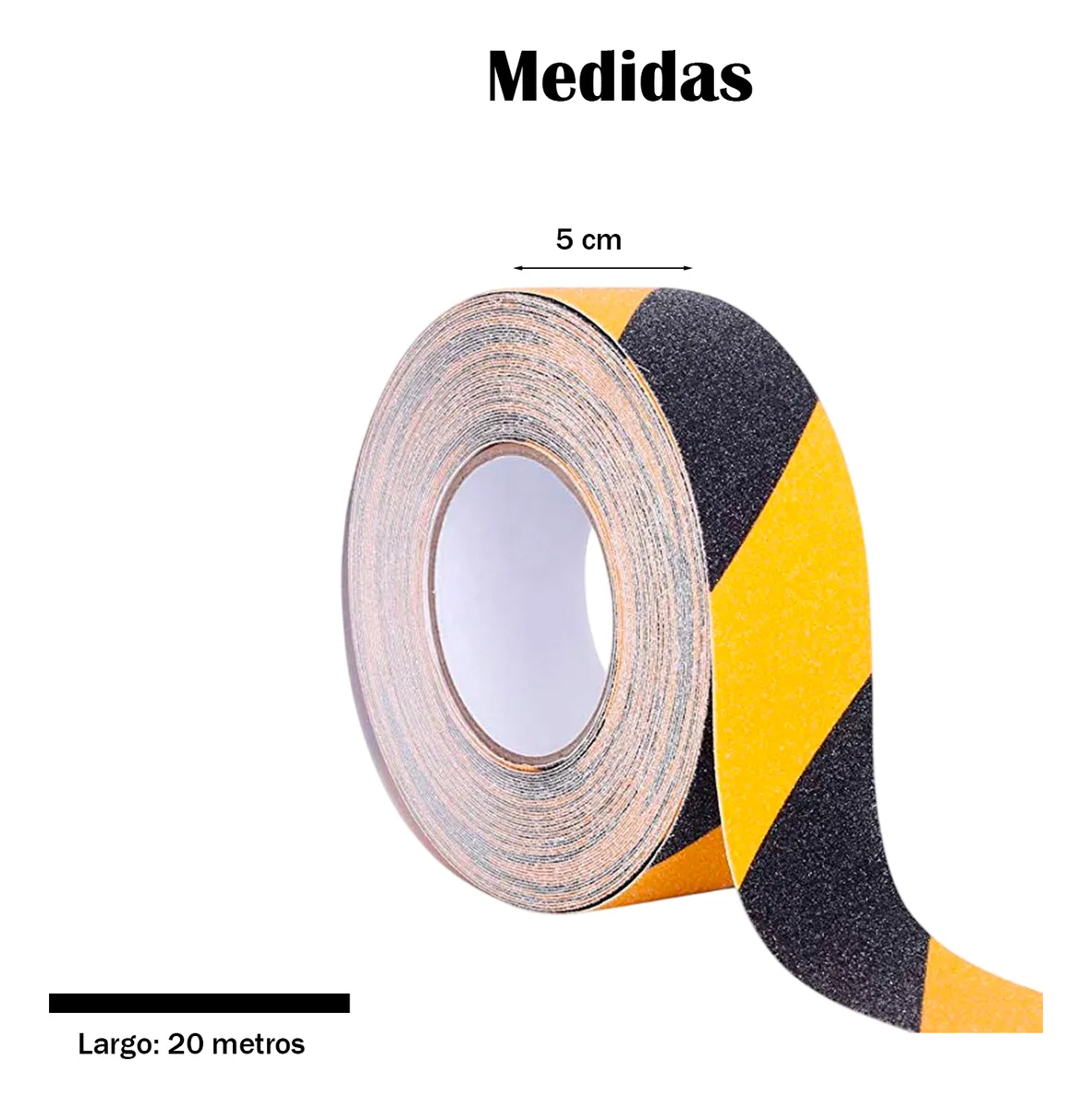 Cinta Antiderrapante Interior y Exterior Resistente 5cmx20m | Negro y Amarillo
