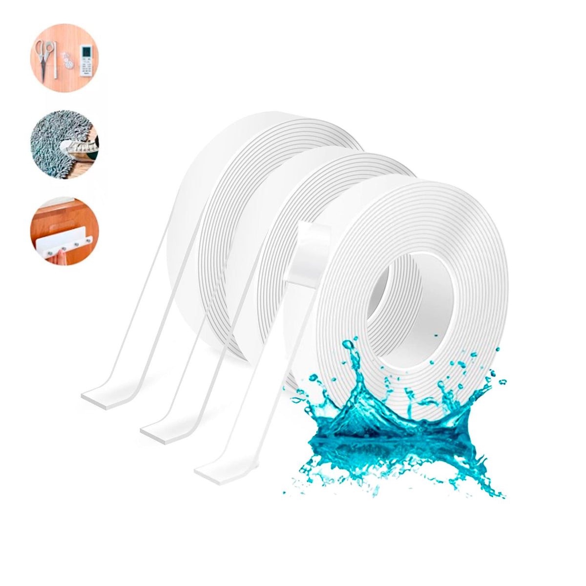 Cinta Doble Cara Nano Lavable Reutilizable Tape Transparente Liso Reusable Adherente Resistente
