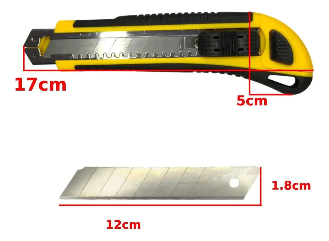 Cutter 6 Pulgadas Grip Acero Sk5 Ergonomico 3 Repuesto Navaja Mango Goma Uso Rudo Profesional Metalico Resistente Manualidades Carton Multiusos Corte Precision Seguridad