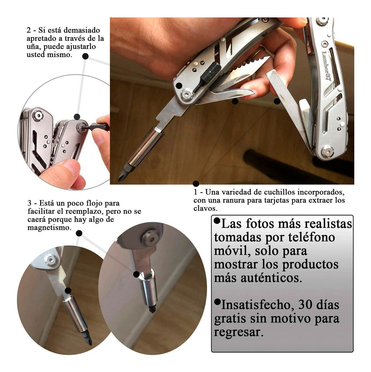 5 Piezas Alicate Navaja Plegable Cortador Desarmador Pinza Multiuso