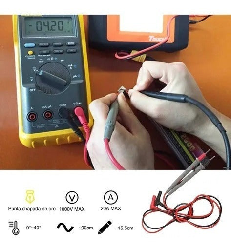 5 Piezas Kit Punta Multimetro Digital Prueba Cable Universal 20amp