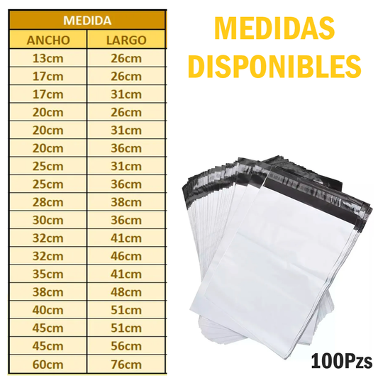 Bolsas Sobres para Envíos Embalaje Poly Mailer de Polietileno Resistente | 100pzs