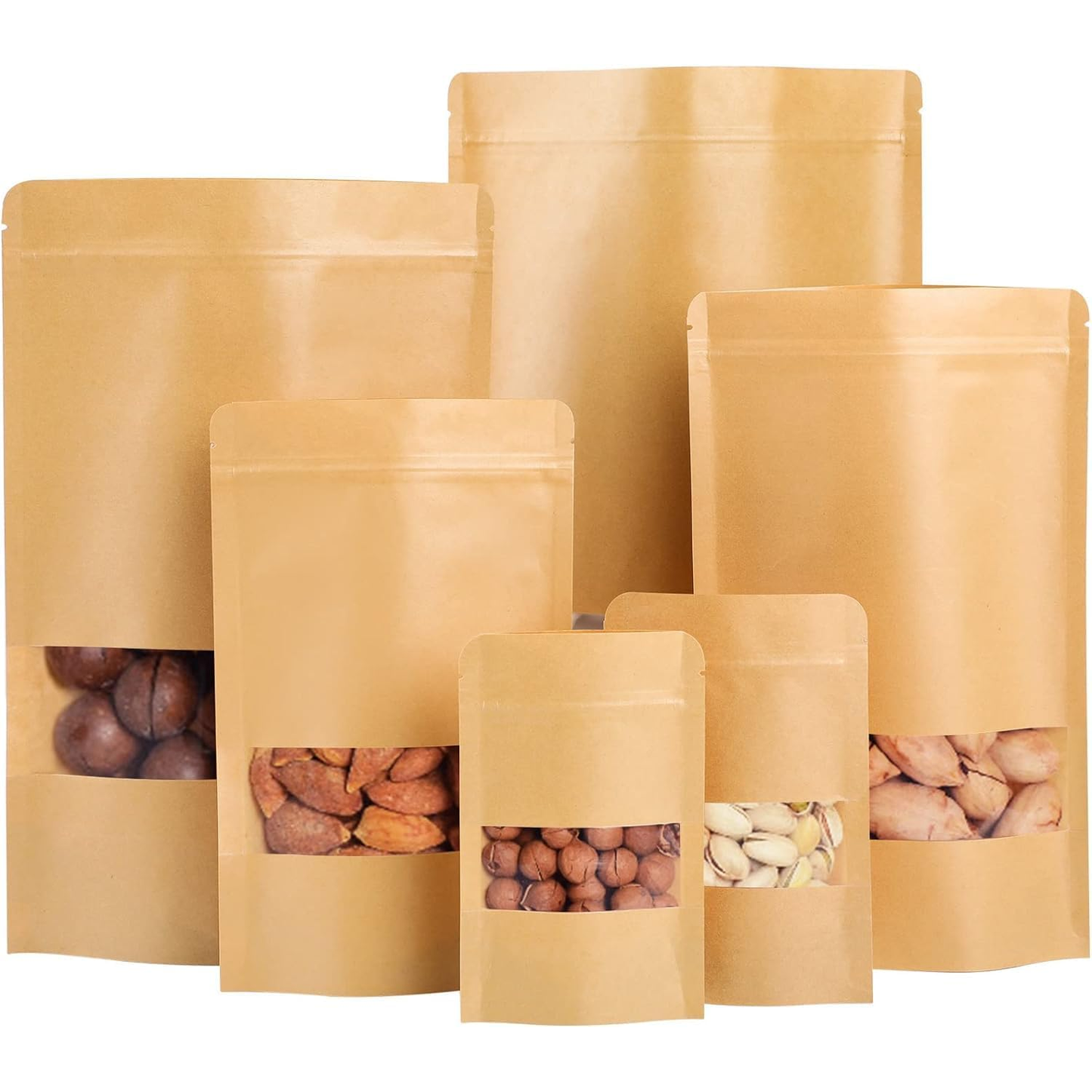 Bolsa Stand Up Pouch Kraft con Ventana Termosellable | 50pzs