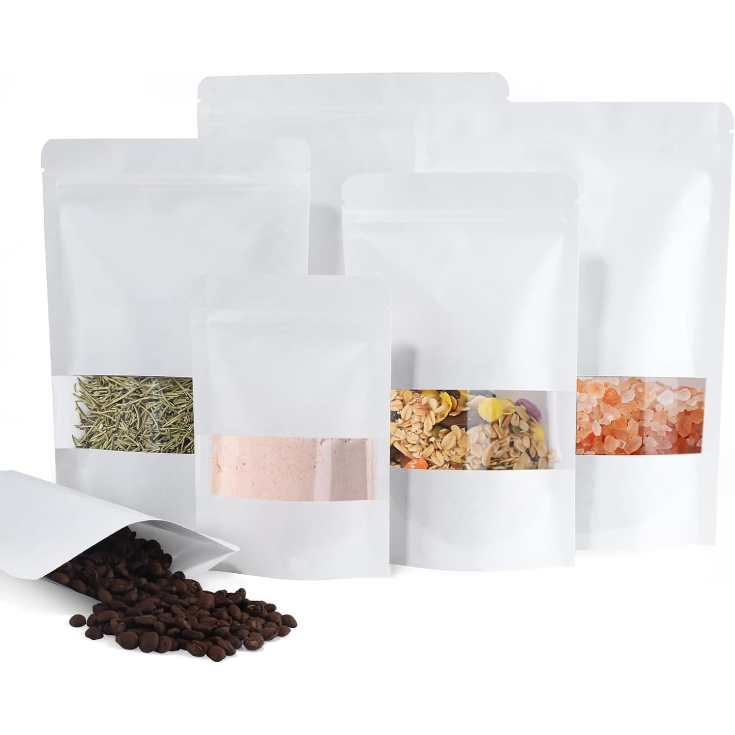 Bolsa Stand Up Pouch Kraft con Ventana Termosellable | 50pzs