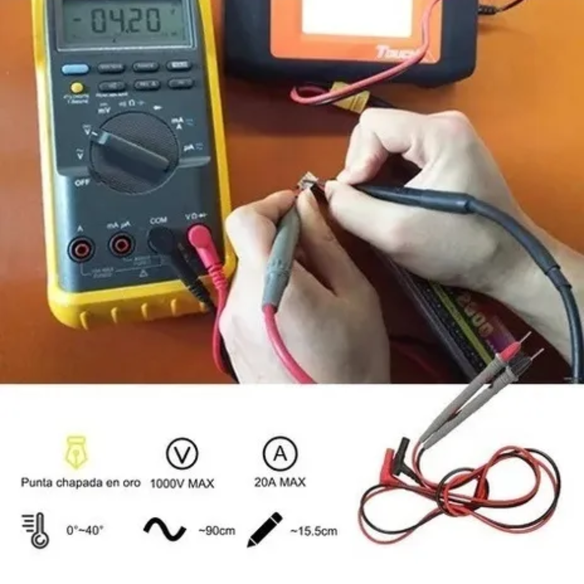 5 Piezas Kit Punta Multimetro Digital Prueba Cable Universal 20amp