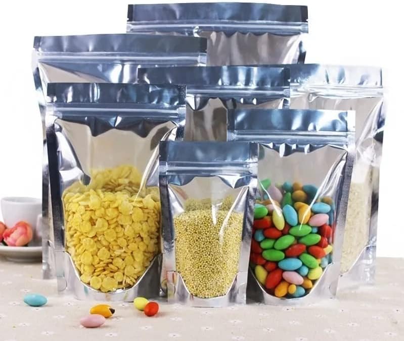 Bolsa Stand Up Pouch Cierre Hermético Reutilizable Transparente Zipper Regalos Comida Resellables | 50pzs