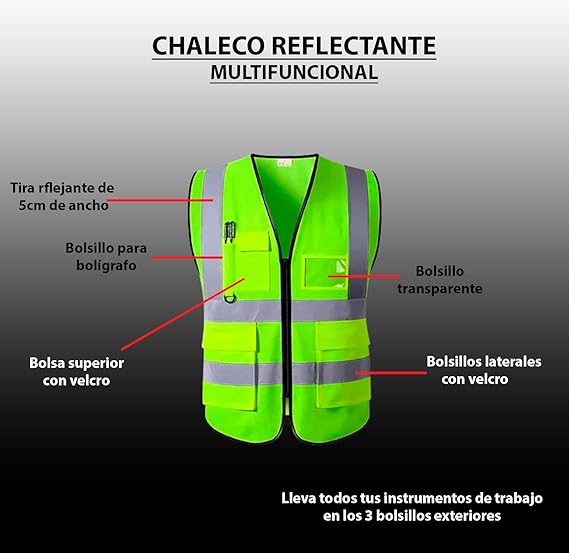 Chaleco Seguridad Trabajo Industrial Reflectante Nivel 3 | XL