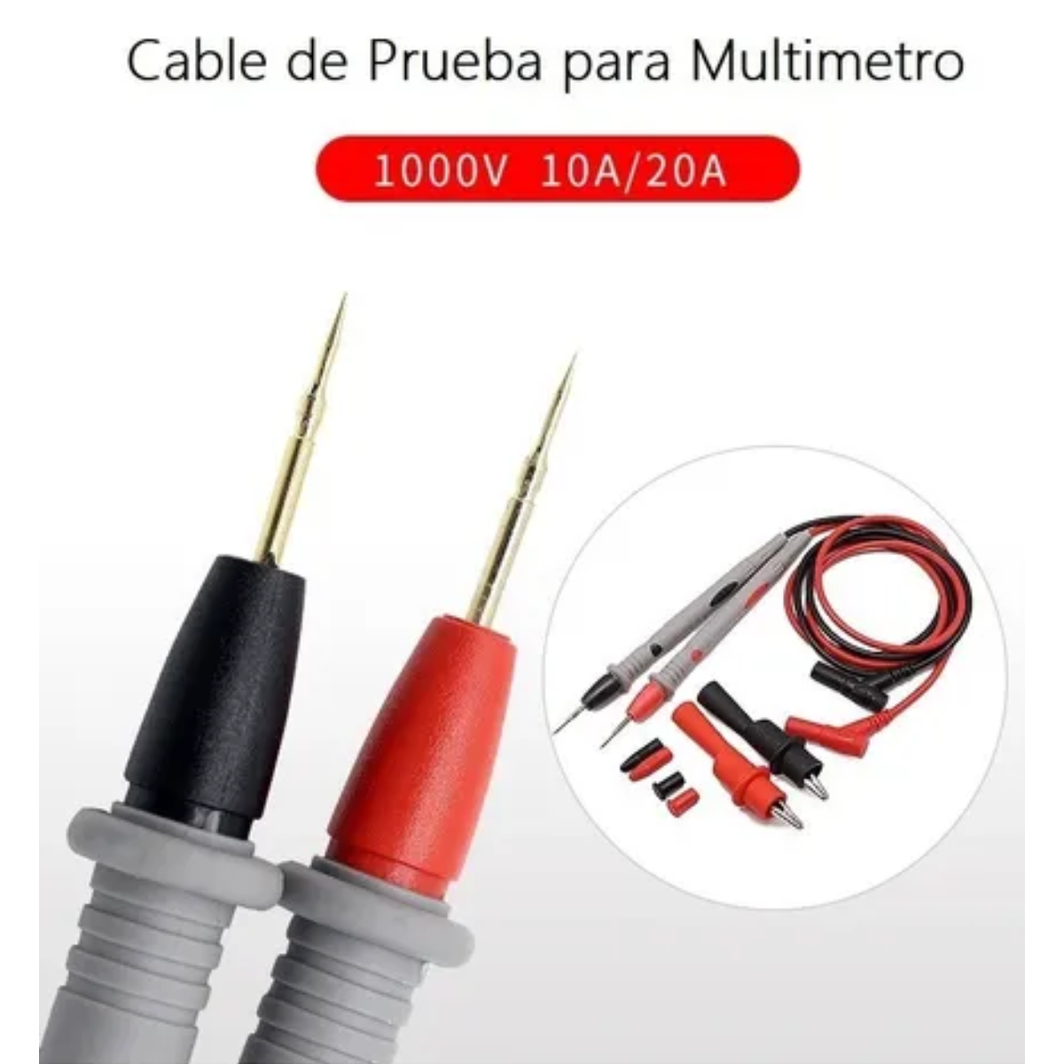 5 Piezas Kit Punta Multimetro Digital Prueba Cable Universal 20amp
