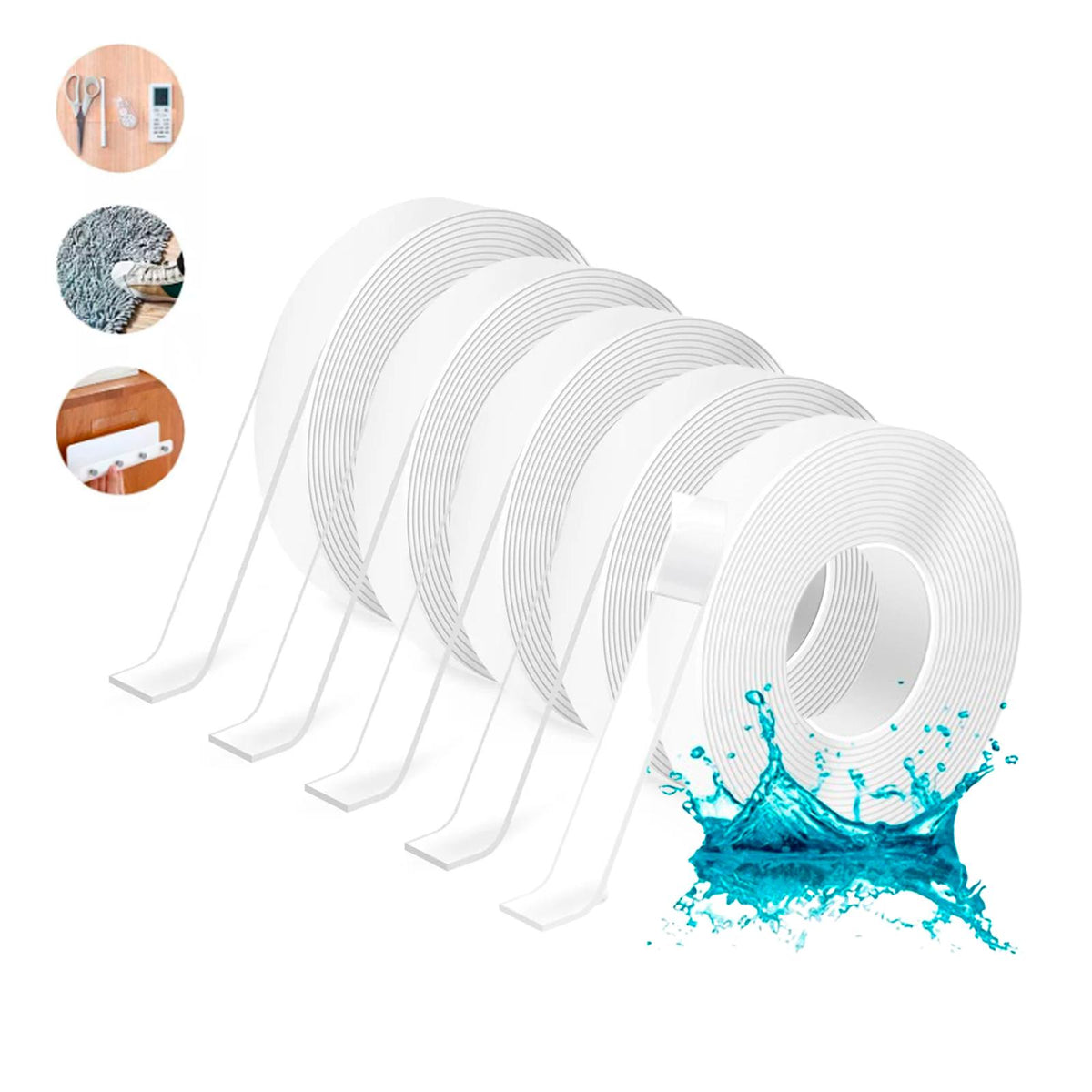 Cinta Doble Cara Nano Lavable Reutilizable Tape Transparente Liso Reusable Adherente Resistente