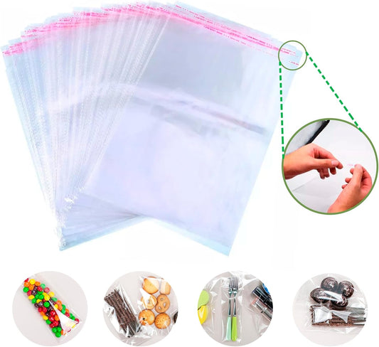 Bolsas de Celofan Transparente con Adhesivo Boutique Regalo Dulces Galleta Empaque Postal | 100pzs