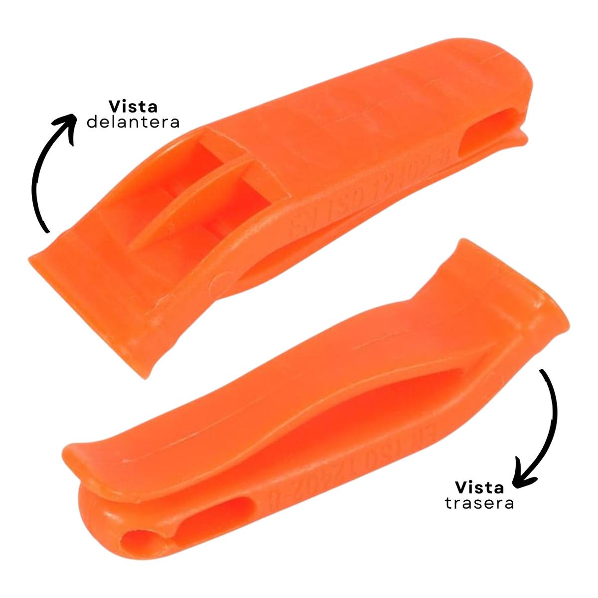 Silbato Seguridad Emergencia Supervivencia Auxilio Naranja | 10pzs