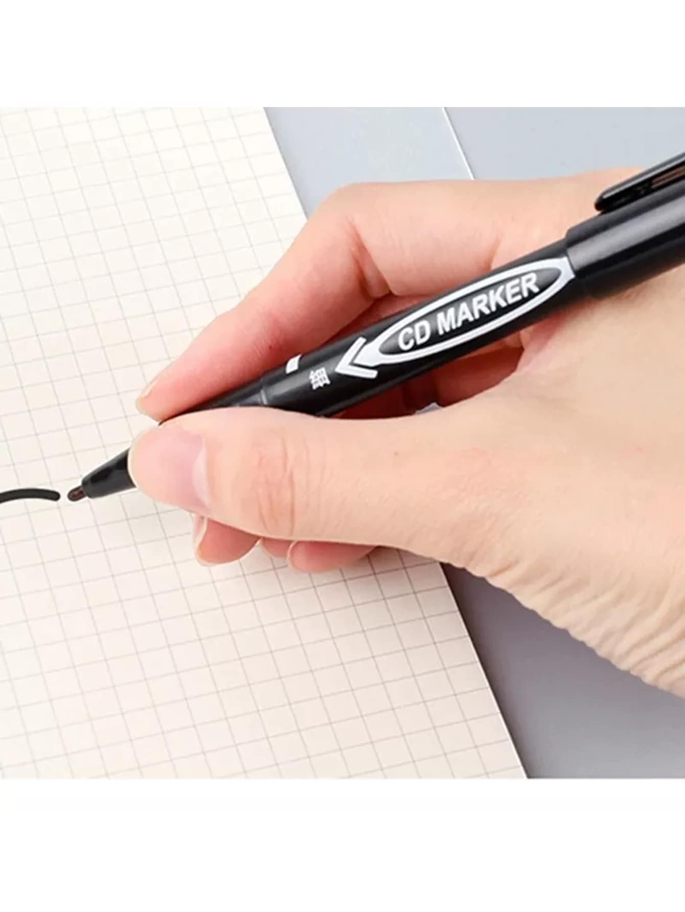 Plumon Doble Punta Fina/Gruesa Negro Permanente Boligrafo Rotulador Indeleble | 10pzs