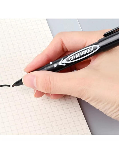 Plumon Doble Punta Fina/Gruesa Negro Permanente Boligrafo Rotulador Indeleble | 10pzs