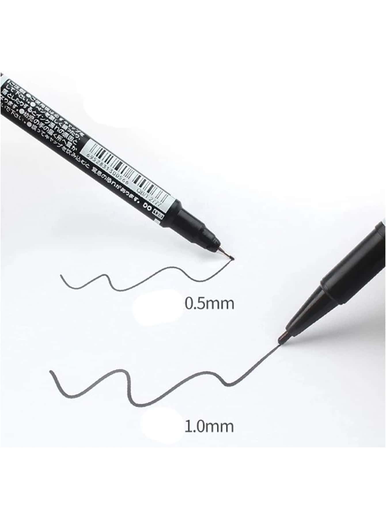 Plumon Doble Punta Fina/Gruesa Negro Permanente Boligrafo Rotulador Indeleble | 10pzs