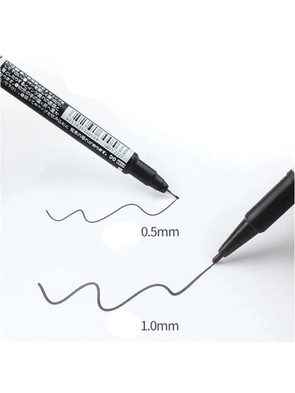 Plumon Doble Punta Fina/Gruesa Negro Permanente Boligrafo Rotulador Indeleble | 10pzs