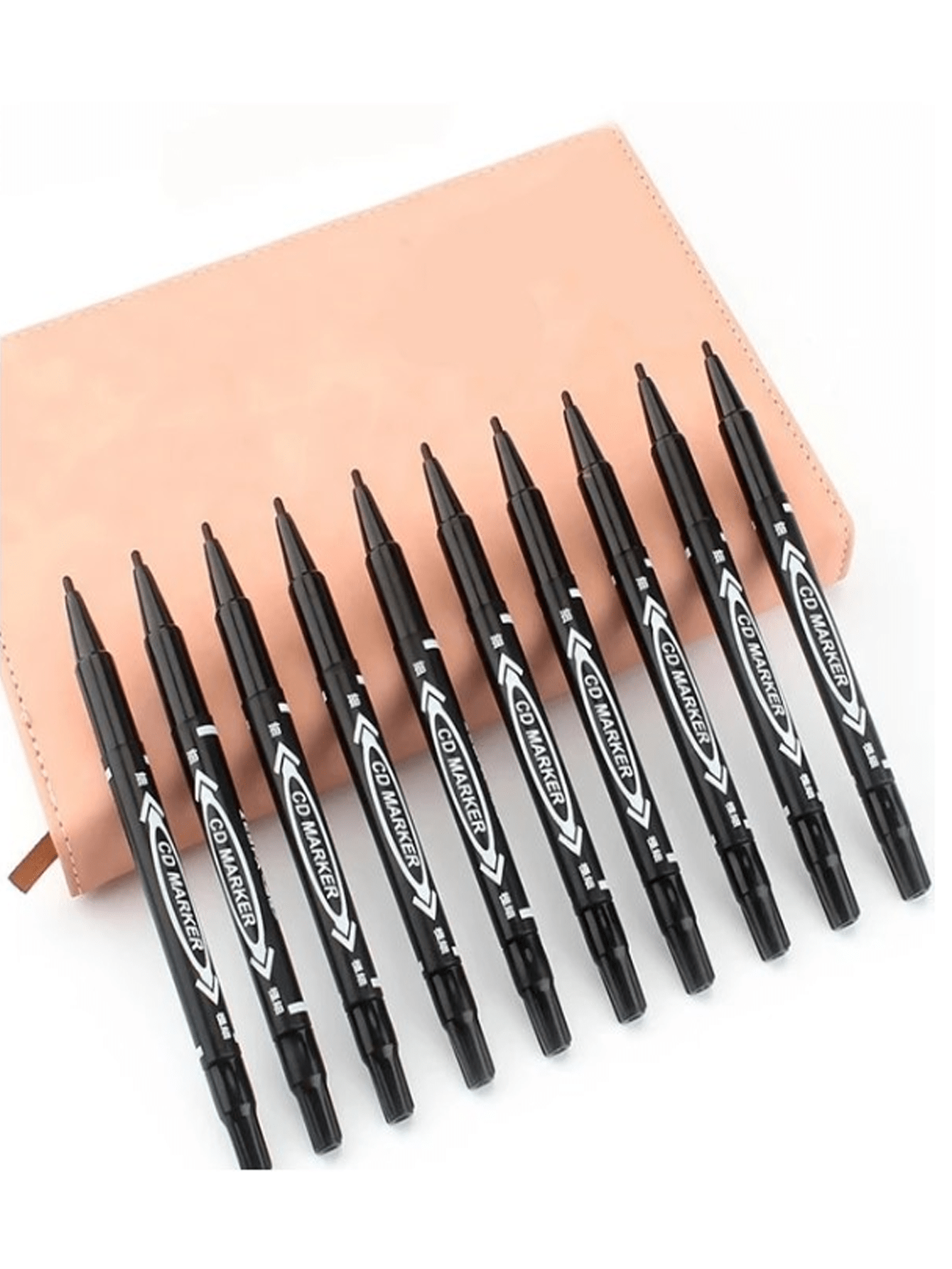 Plumon Doble Punta Fina/Gruesa Negro Permanente Boligrafo Rotulador Indeleble | 10pzs