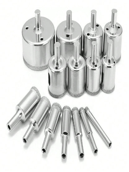 Juego Broca Diamantada Vidrio Ceramica Azulejo Loseta de 6mm-50mm 15 Pzs