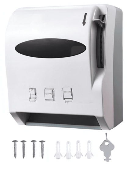 Dispensador de Toalla Papel en Rollo Higiénico Despachador Palanca Accion Manual Baño WC Sanitario | Uso Rudo