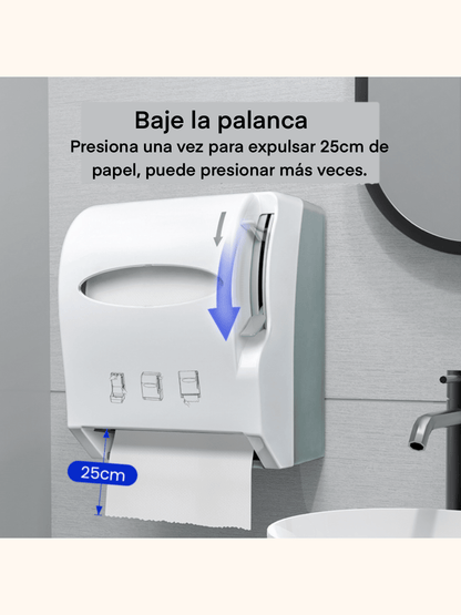 Dispensador de Toalla Papel en Rollo Higiénico Despachador Palanca Accion Manual Baño WC Sanitario | Uso Rudo