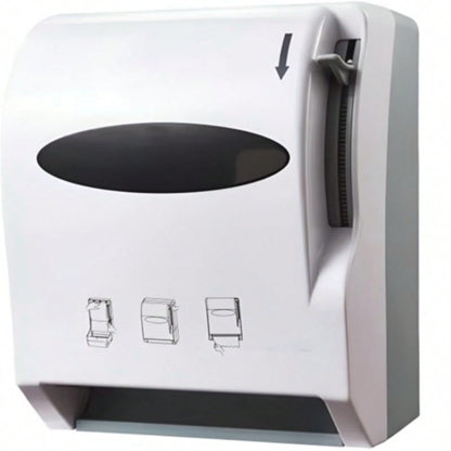 Dispensador de Toalla Papel en Rollo Higiénico Despachador Palanca Accion Manual Baño WC Sanitario | Uso Rudo