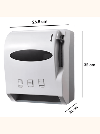 Dispensador de Toalla Papel en Rollo Higiénico Despachador Palanca Accion Manual Baño WC Sanitario | Uso Rudo