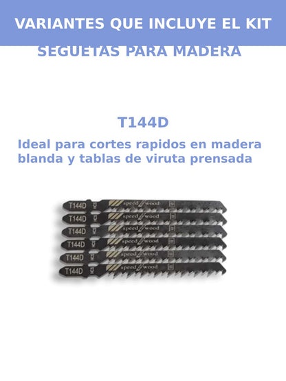 Kit Juego de Seguetas Para Caladora Hoja Sierra Sable Madera Carpinteria Tipo T 35pzs