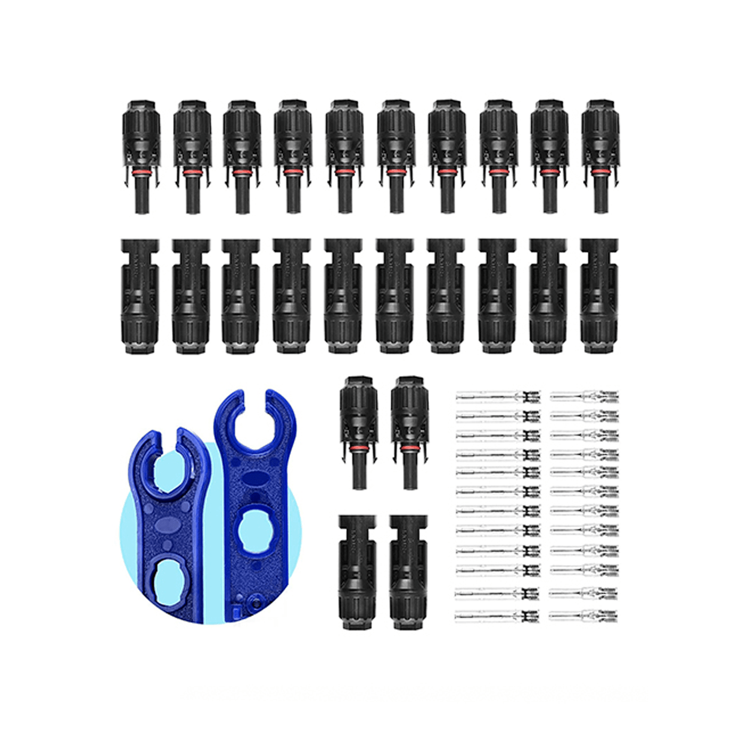 40 Pares Conector Panel Solar Mc4 Hembra Macho Llave 30a