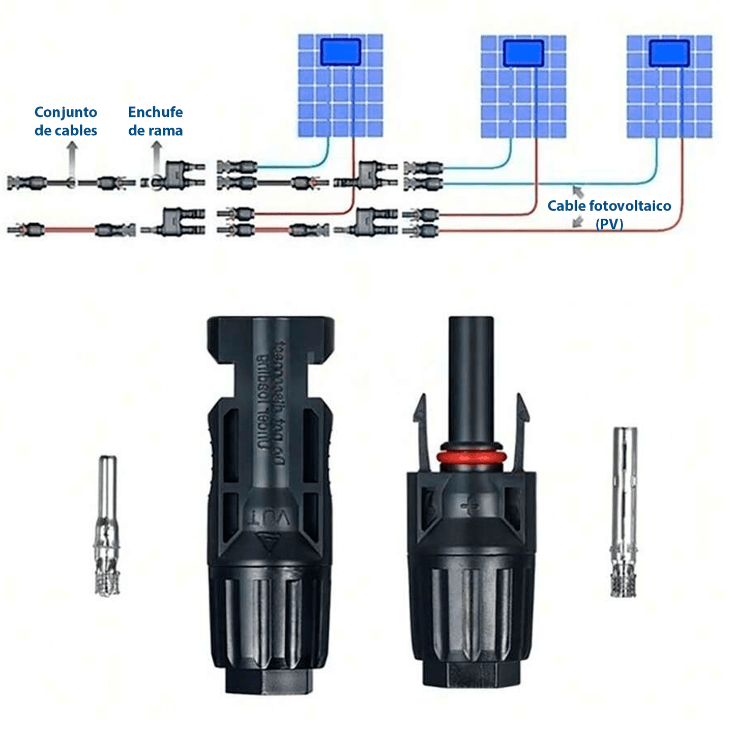 40 Pares Conector Panel Solar Mc4 Hembra Macho Llave 30a