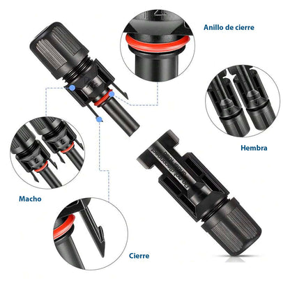 40 Pares Conector Panel Solar Mc4 Hembra Macho Llave 30a