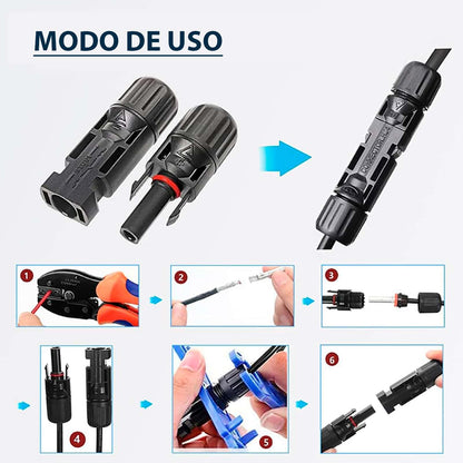 40 Pares Conector Panel Solar Mc4 Hembra Macho Llave 30a