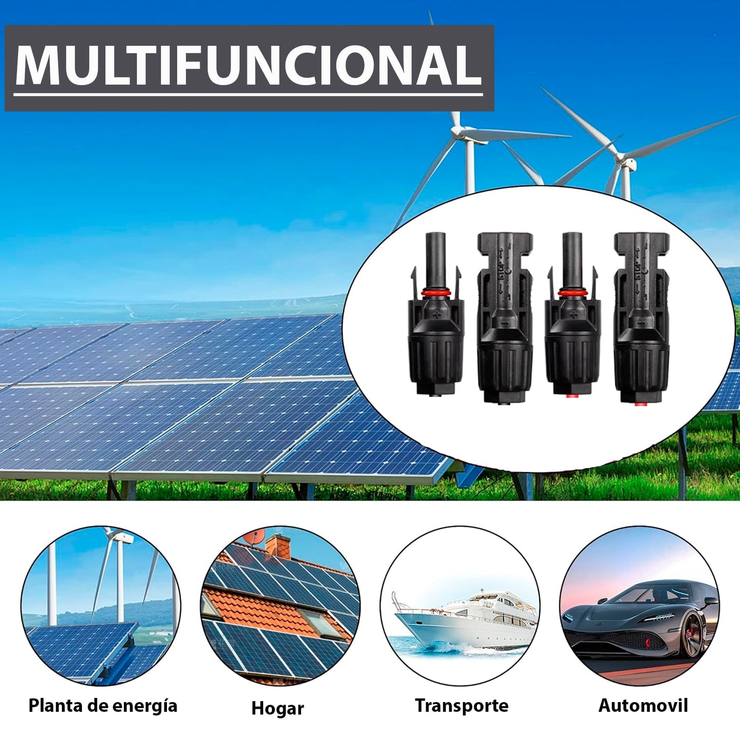 40 Pares Conector Panel Solar Mc4 Hembra Macho Llave 30a