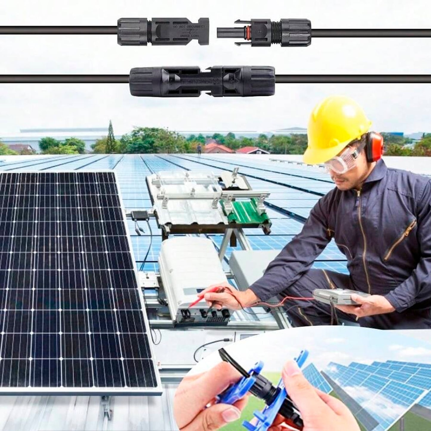40 Pares Conector Panel Solar Mc4 Hembra Macho Llave 30a
