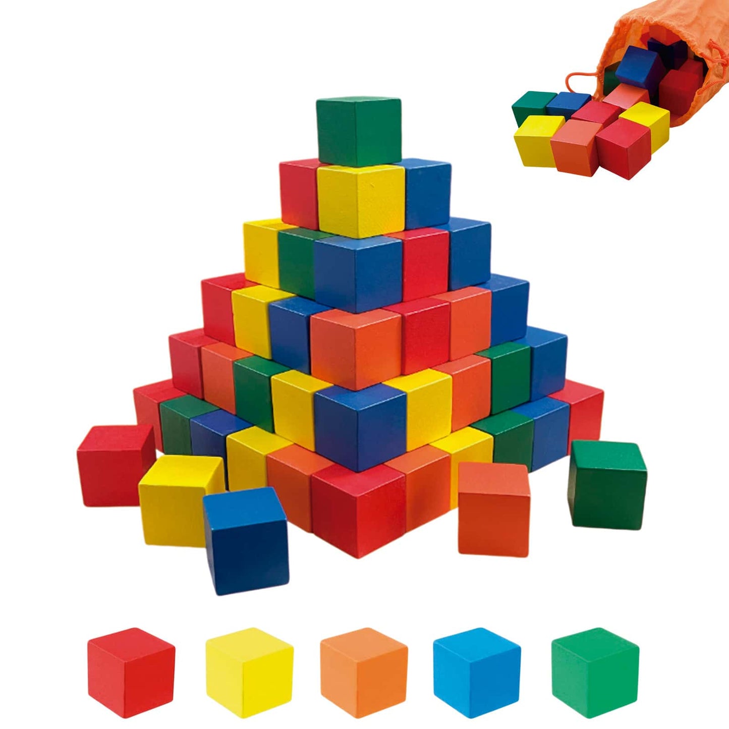 Juguete Cubo de Colores Madera 2.5cm Apilable Didáctico Colores Educativo Aprendizaje y Desarrollo Escolar Montessori | 30pzs
