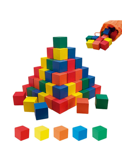 Juguete Cubo de Colores Madera 2.5cm Apilable Didáctico Colores Educativo Aprendizaje y Desarrollo Escolar Montessori | 30pzs
