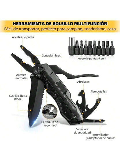 Navaja Multiherramienta Alicate Multiuso Suiza Tactica Militar Alicate con Destornillador y Dado Multiusos