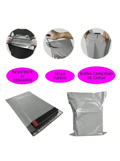 100 Bolsa Mensajeria Envio Paqueteria Flyer Sobre Poly | Gris Oscuro