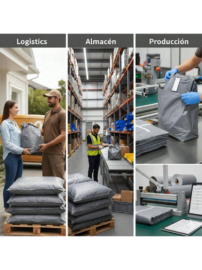 100 Bolsa Mensajeria Envio Paqueteria Flyer Sobre Poly | Gris Oscuro
