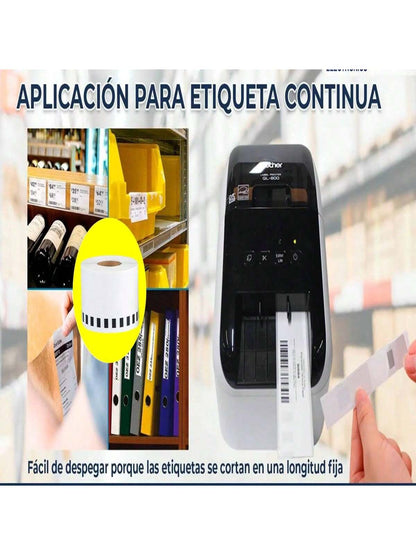 Rollo Etiqueta Blanca Continua Dk2205 Brother 62mmX30.48m